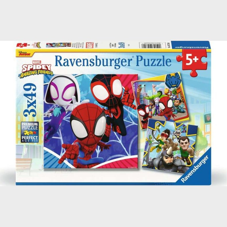 Marvel Puslespil - Spidey Adventure - 3x49 Brikker - Ravensburger