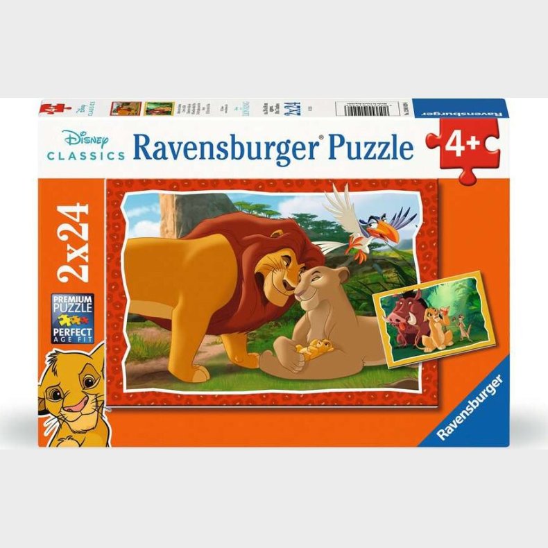 Lvernes Konge Puslespil - Disney - 2x24 Brikker - Ravensburger