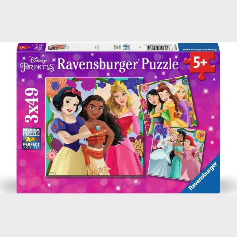 Disney Princess Puslespil - 3x49 Brikker - Ravensburger