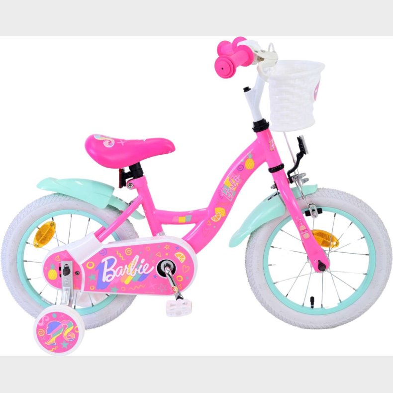 Barbie - Cykel Med Stttehjul Til Brn - 14" - Pink - Volare