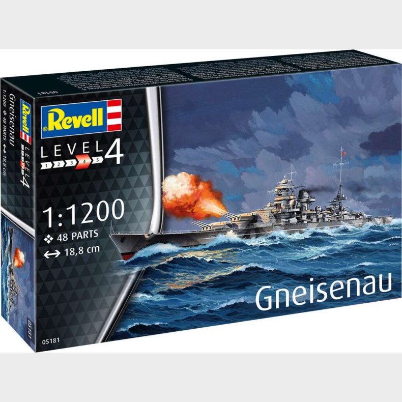 Revell - Gneisenau Model Slagskib - 1:1200 - Level 4 - 05181
