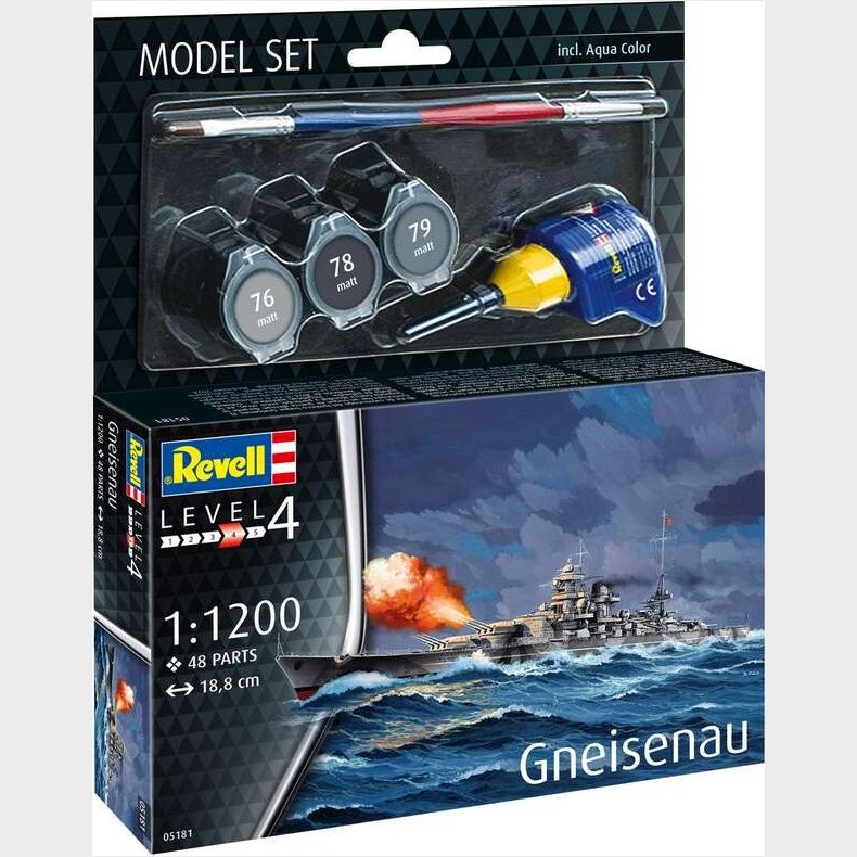 Revell - Gneisenau Modelskib Byggest - 1:1200 - Level 4 - 65181