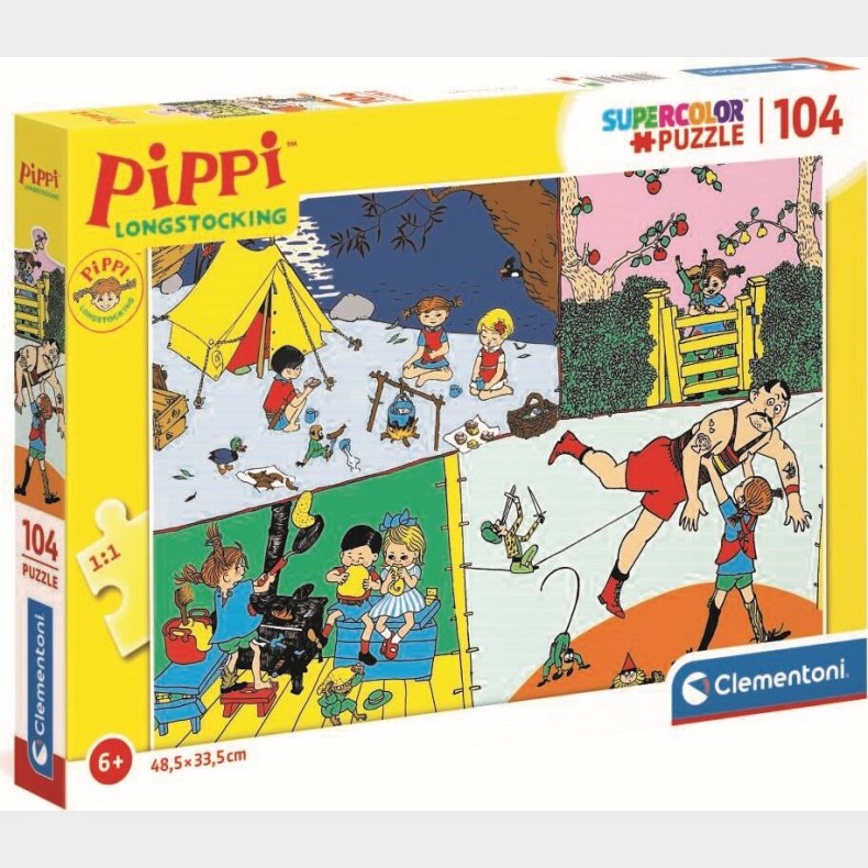 Pippi Langstrmpe Puslespil - Color - 104 Brikker - Clementoni