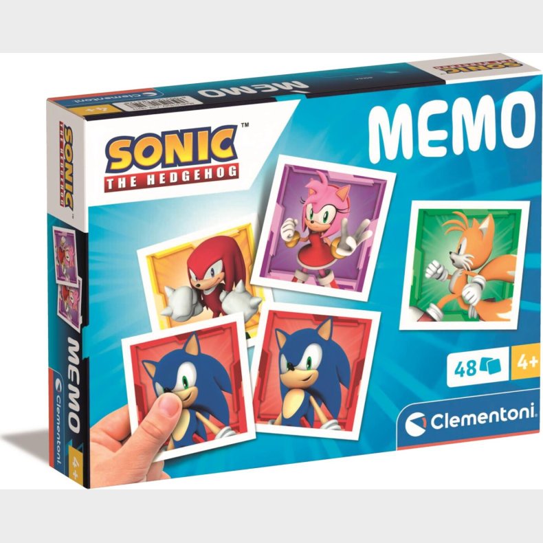 Clementoni Memo Pocket - Sonic Vendespil - 48 Kort