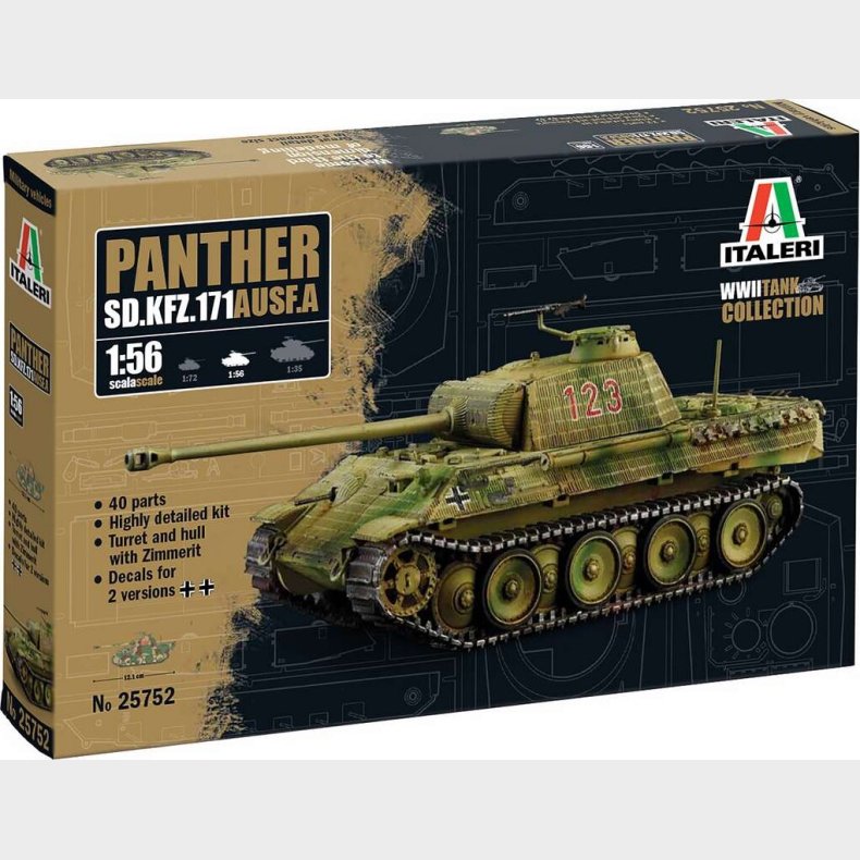 Italeri - Sd.kfz. 171 Panther Ausf. A Tank Byggest - 1:56 - 25752