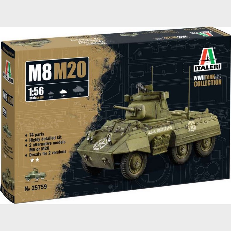 Italeri - M8/m20 Greyhound Tank Byggest - 1:56 - 25759