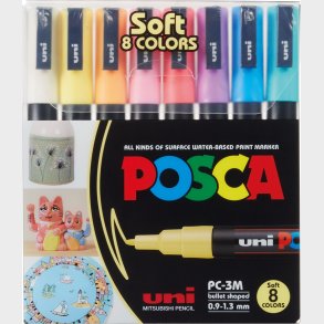 Posca - Pc3m - Fin Tip Pen - Soft Colors, 8 Stk
