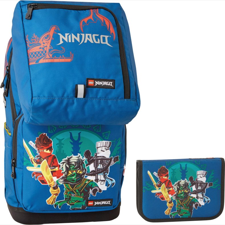 Lego - Ninjago Skoletaske Med Gymnastiktaske Og Penalhus - Bl - Optimo Starter
