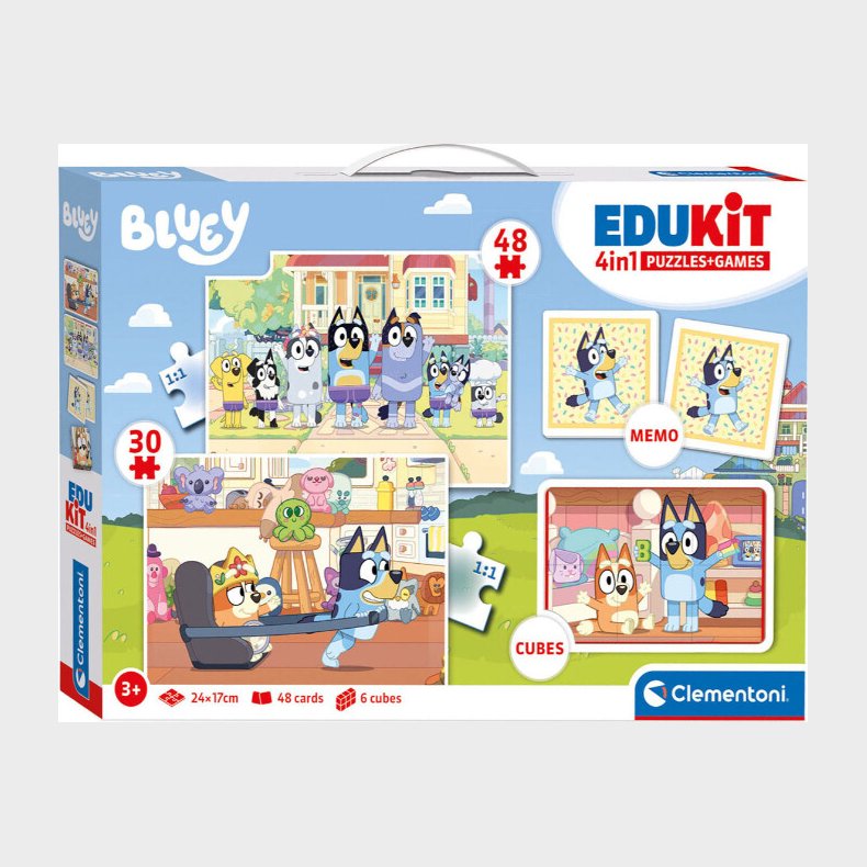 Bluey Puslespil Og Vendespil - Edukit 4-i-1 - Clementoni