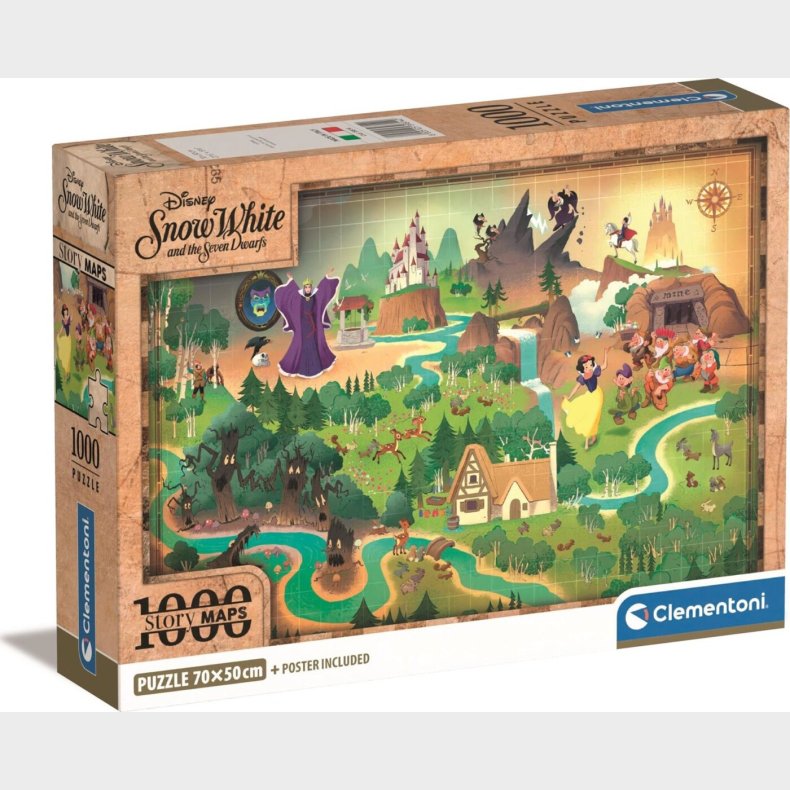 Disney Puslespil - Snehvide - Story Maps - Clementoni - 1000 Brikker