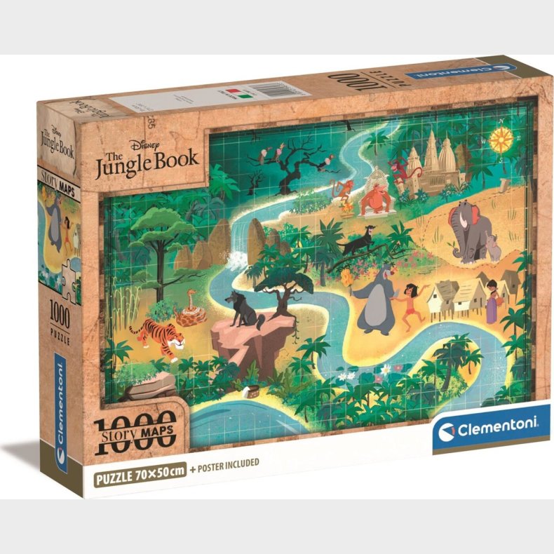 Disney Puslespil - Junglebogen - Story Maps - Clementoni - 1000 Brikker