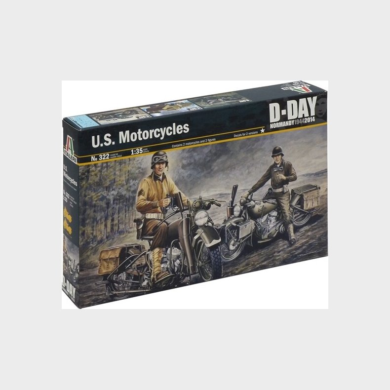 Italeri - D-day - U.s. Motorcycles Ww2 Byggest - 1:35 - 0322s