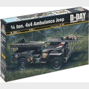 Italeri - 1/4 Ton. 4x4 Ambulance Jeep Bil Byggest - 1:35 - 0326s