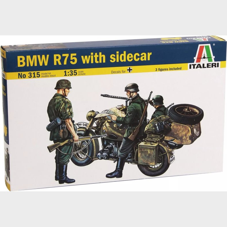 Italeri - Bmw R75 Med Sidevogn Byggest - 1:35 - 0315s