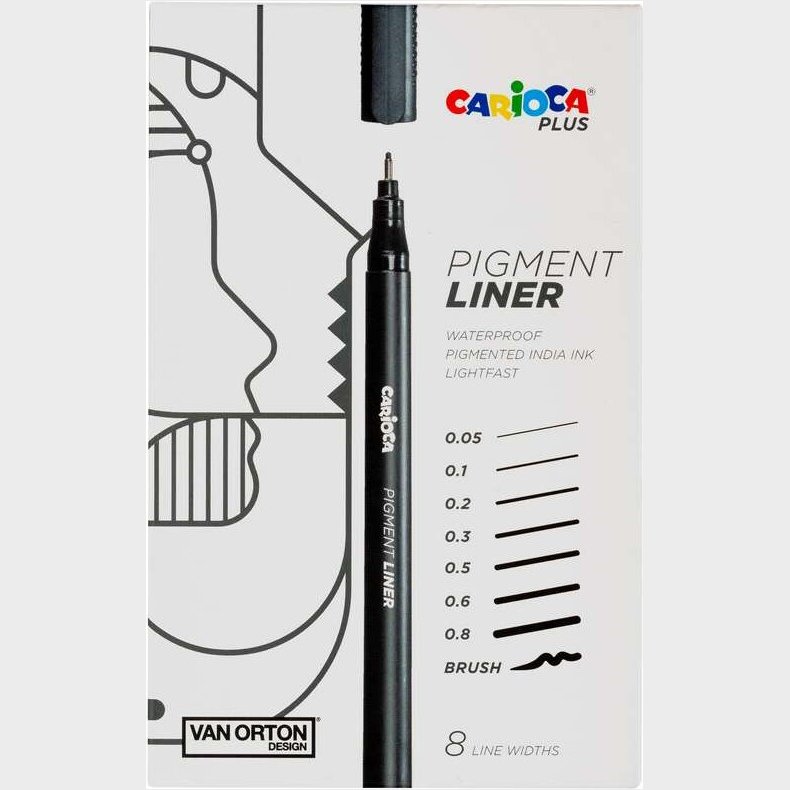 Pigment Liners Sort 8stk. Ass. I ske - 45250 - Carioca