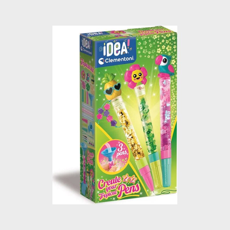 Clementoni - Idea - Create Your Pens - Tropical Kit - 3 Penne