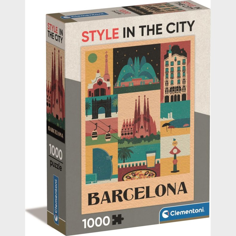 Clementoni Puslespil - Barcelona - Style In The City - 1000 Brikker