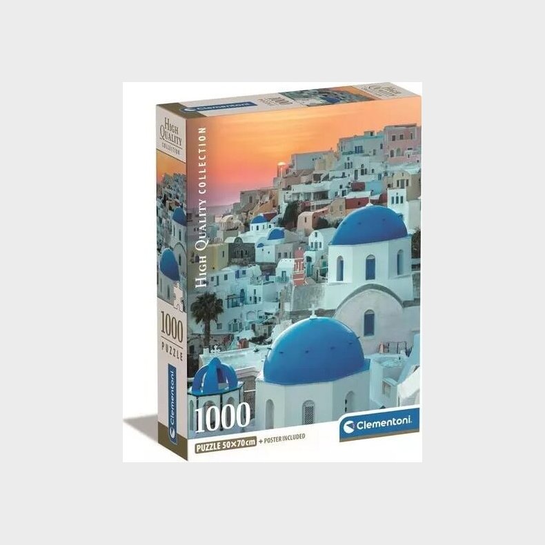 Clementoni Puslespil - Santorini - High Quality - 1000 Brikker