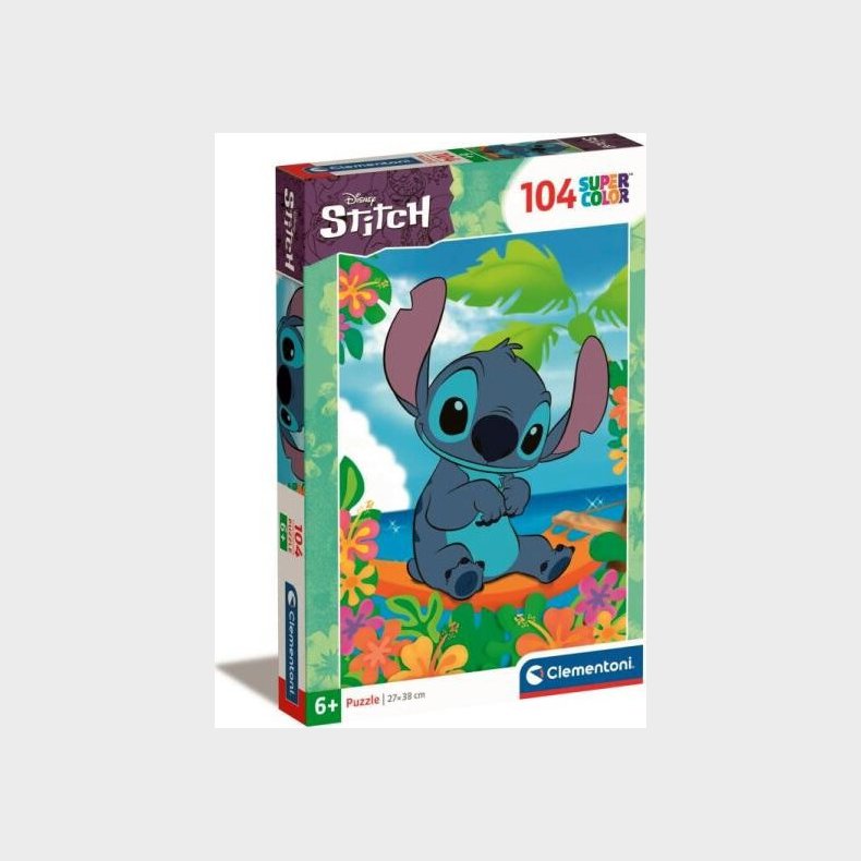 Disney Puslespil - Stitch - Super Color - 104 Brikker - Clementoni