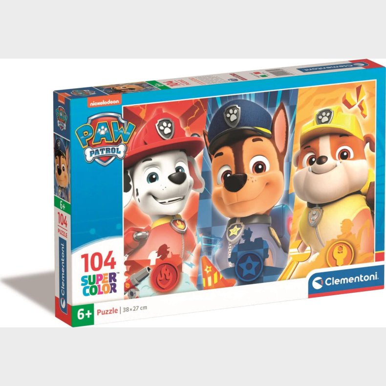 Paw Patrol Puslespil - Super Color - 104 Brikker - Clementoni