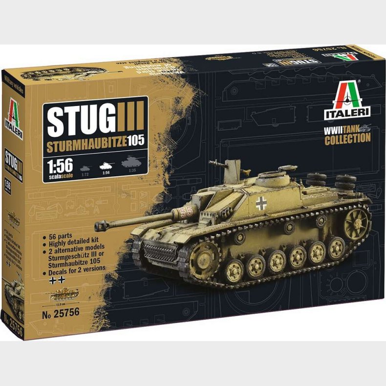 Italeri - Sd. Kfz. 142 Stug Iii Sturmhaubitze 105 Tank - 1:56 - 25756