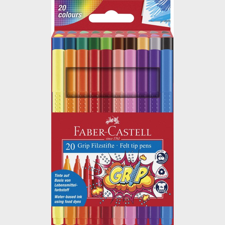 Faber-castell - Fibre-tip Pens Grip Colour Marker Set (20 Pcs) (155320)