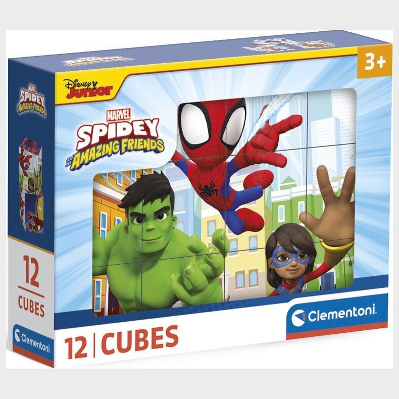 Spidey Puslespil - Marvel - 12 Kuber - Clementoni