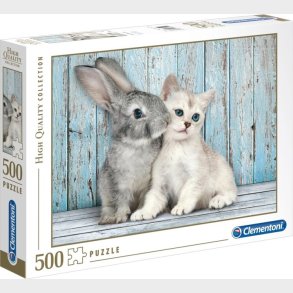 Clementoni Puslespil - Kat Og Kanin - High Quality - 500 Brikker