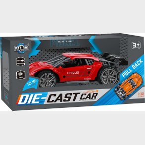 Die-cast Pull Back Car W/sound & 'try-me', Red - Klx Toys