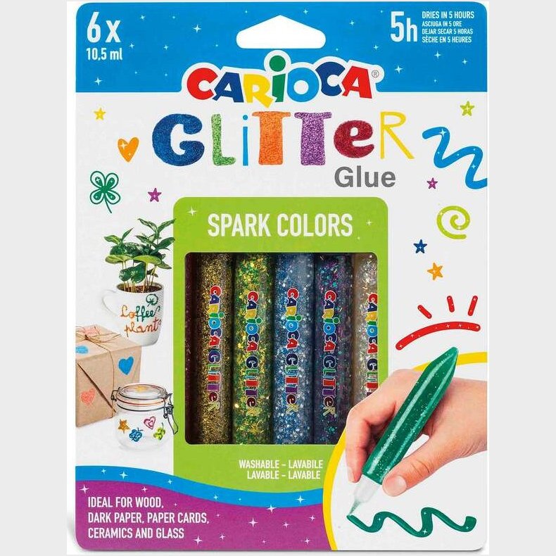 Carioca - Glitter Glue - Glimmer Lim - Spark - 10,5 Ml - 6 Farver