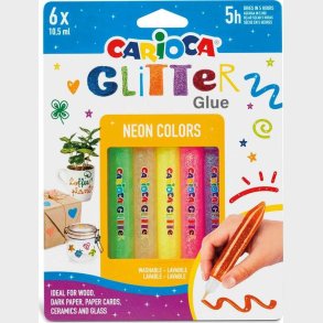 Carioca - Glitter Glue - Glimmer Lim - Neon - 10,5 Ml - 6 Farver