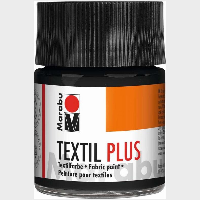 Tekstil Maling - Sort - Textil Plus - 50 Ml - Marabu