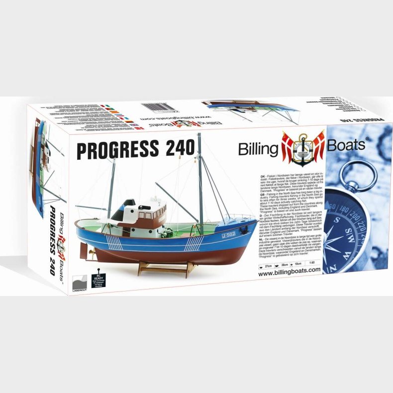 Billing Boats - Progress 240 Byggest - 1:60 - Plastik Skrog