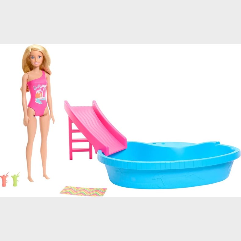 Barbie - Pool Legest Med Dukke Og Tilbehr