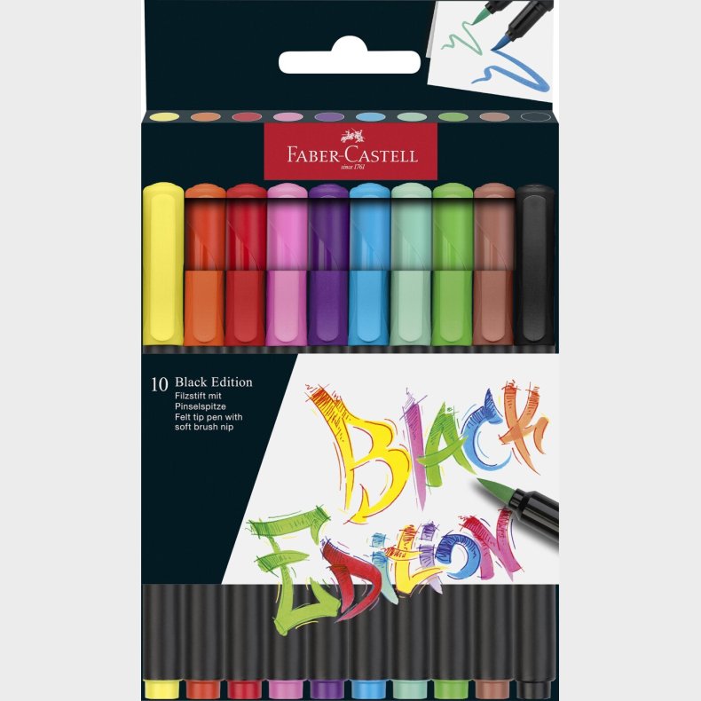 Faber-castell - Brush Pen Black Edition Set (10 Pcs) (116451)