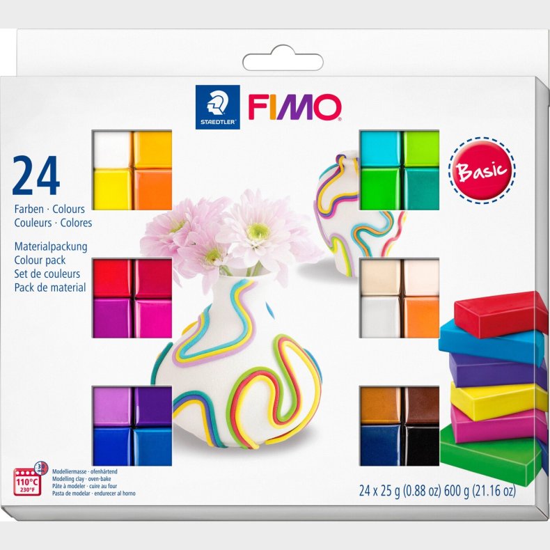 Fimo Soft - Ler Til Ovn - Soft Basic St - 24 Farver - Staedtler