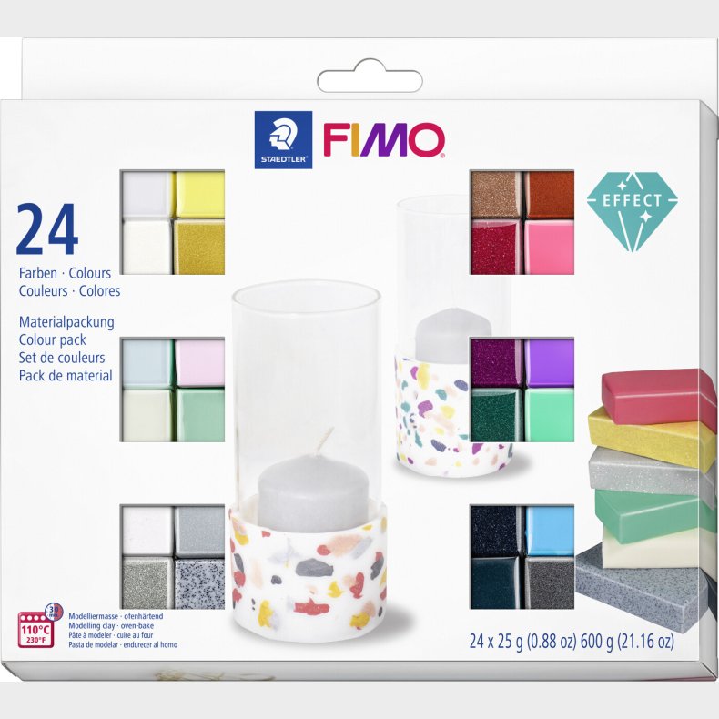 Fimo Effect - Ler Til Ovn - 24 Farver - 24x25 G - Staedtler