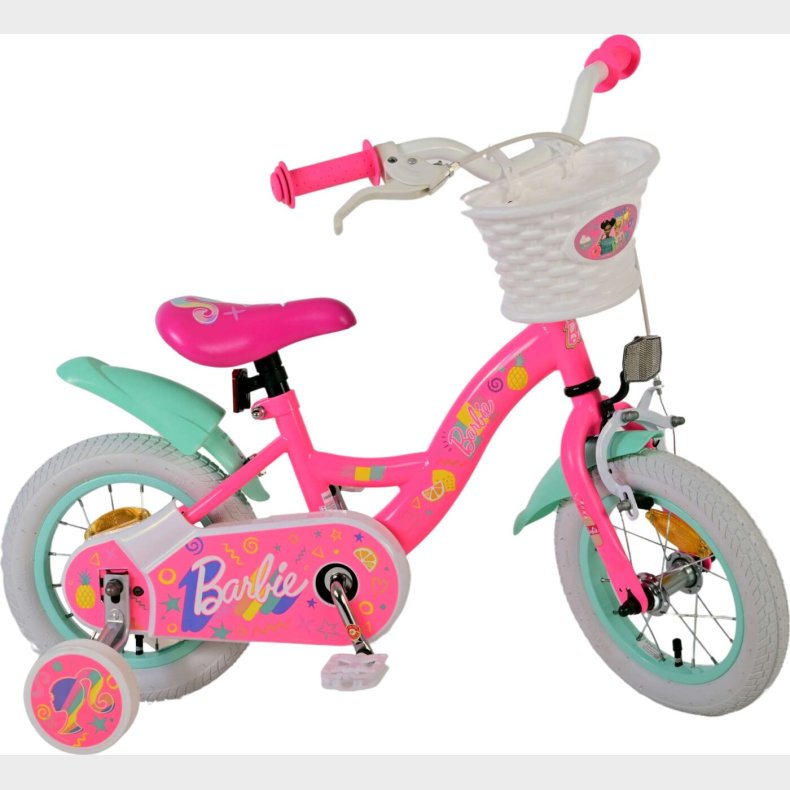 Barbie - Cykel Med Stttehjul Til Brn - 12'' - Pink - Volare