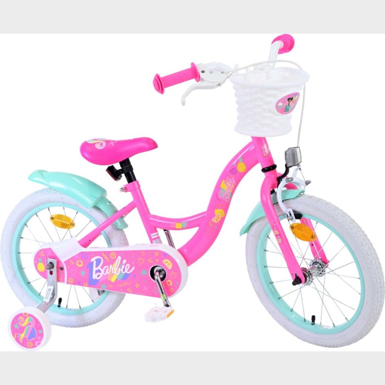 Barbie - Cykel Med Stttehjul Til Brn - 16" - Pink - Volare