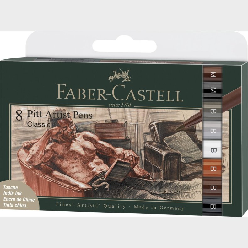 Faber-castell - India Ink Pitt Artist Pen Classical (8 Pcs) (167172)