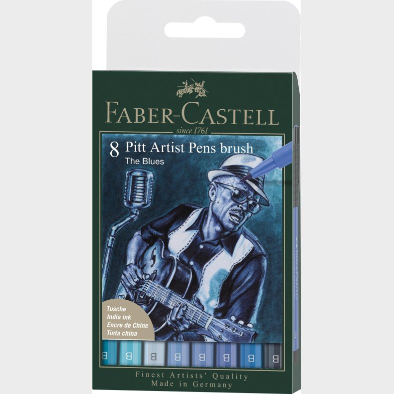 Faber-castell - India Ink Pitt Artist Pen Blues (8pcs) (167173)