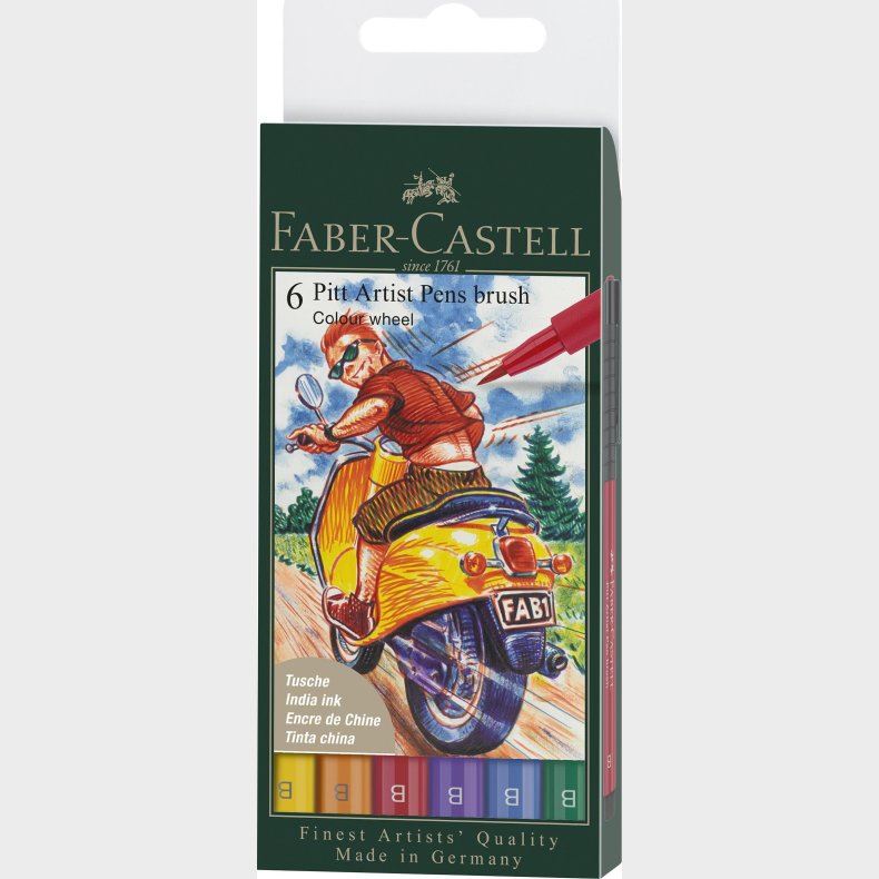 Faber-castell - India Ink Pitt Artist Pen B Colour (6 Pcs) (167174)