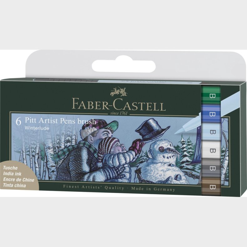 Faber-castell - India Ink Pitt Artist Pen B Winter (6 Pcs) (167176)