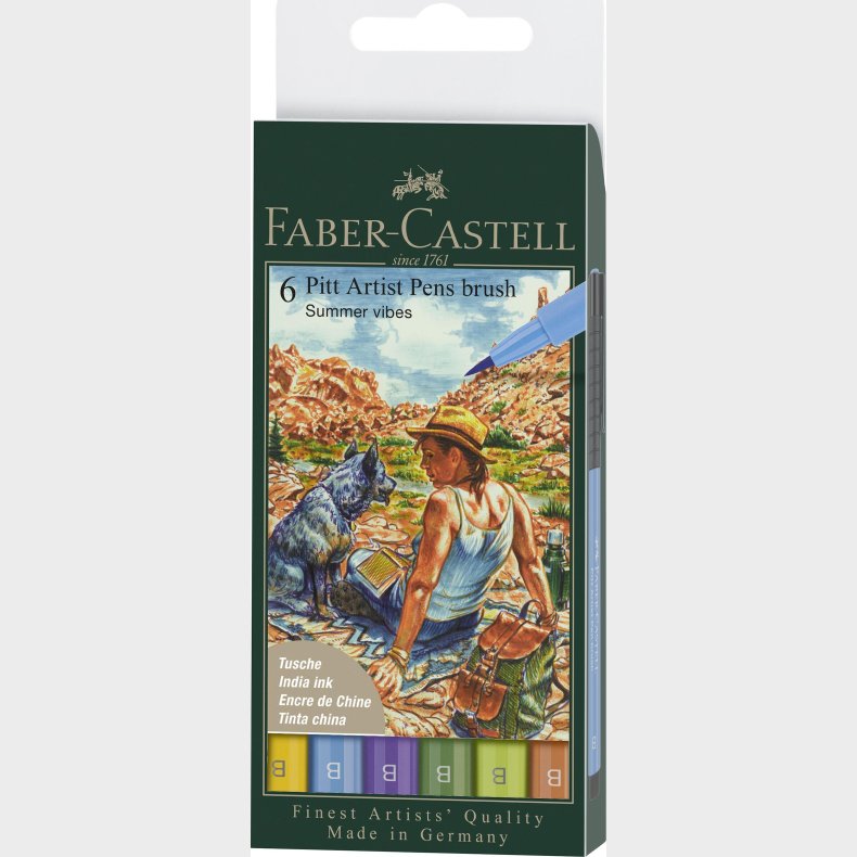 Faber-castell - India Ink Pitt Artist Pen B Summer (6 Pcs) (167178)