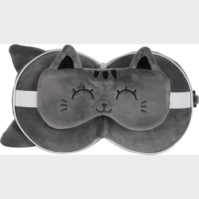 Itotal - Pude Med Sovemaske - Grey Cat