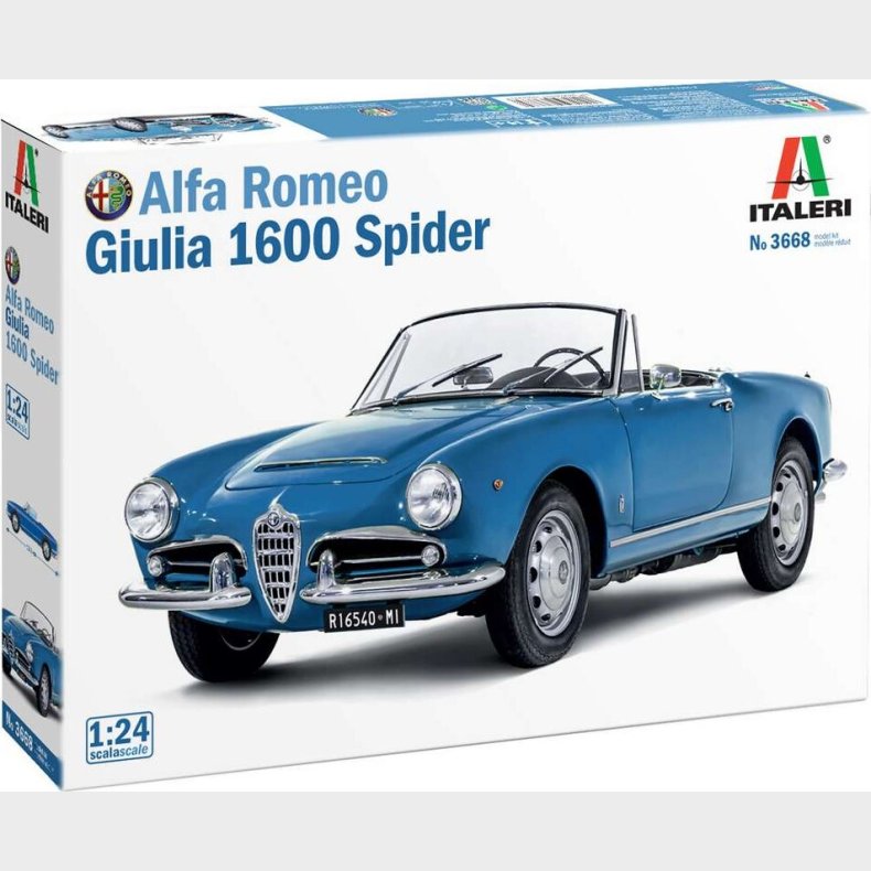 Italeri - Alfa Romeo Giulia 1600 Spider Bil Byggest - 1:24 - 3668s