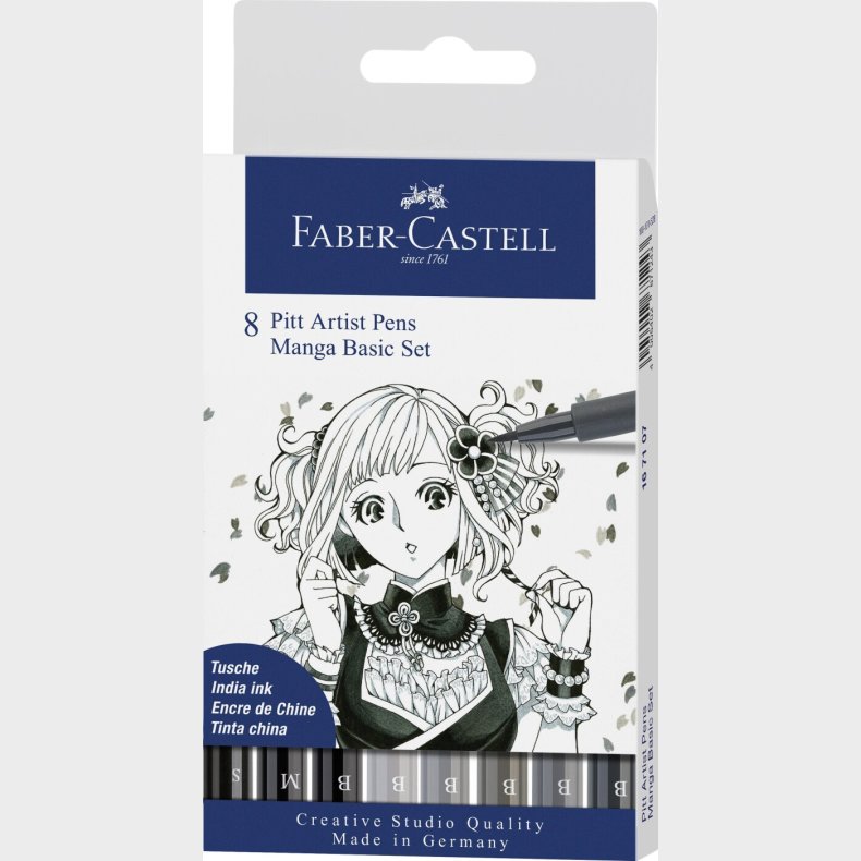 Faber-castell - India Ink Pitt Artist Pen B Manga (8 Pcs) (167107)