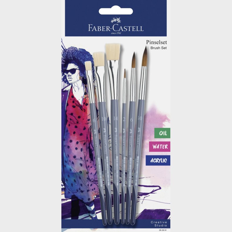 Faber-castell - Brush Round 3x And Flat 3x On Bc (282891)