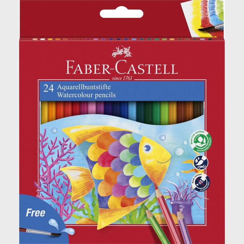 Faber-castell - Watercolour Pencil + Brush Box (24 Pcs) (114425)