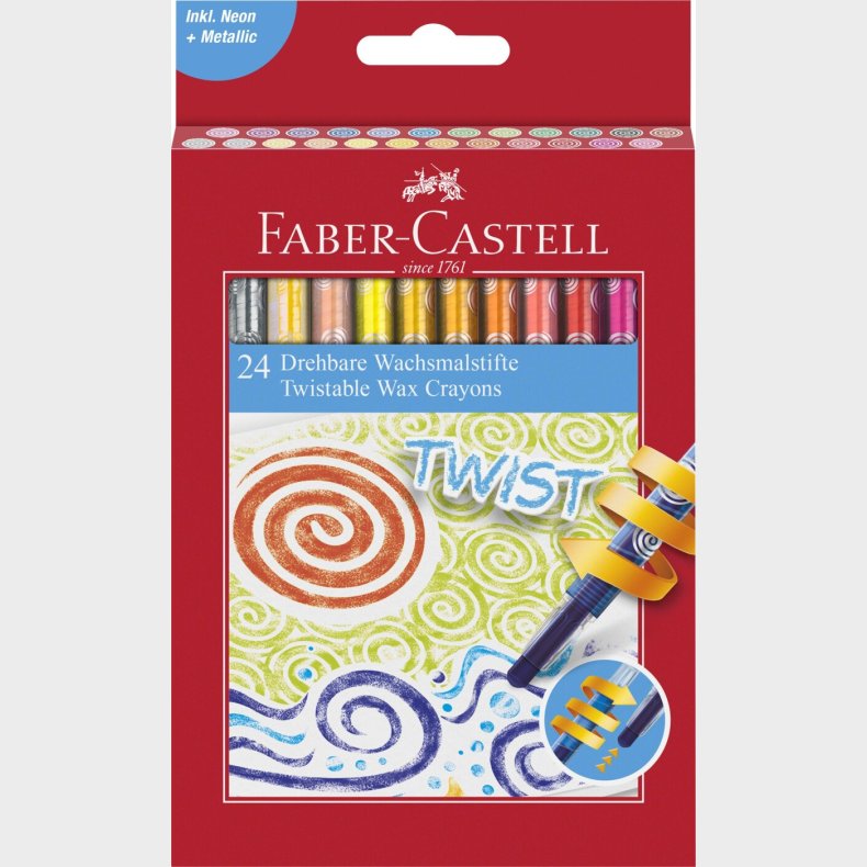 Faber-castell - Twistable Wax Crayons - Oliekridt - 24 Farver